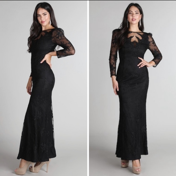 Gorgeous Beaded Lace Detail Gown - Picture 2 of 3